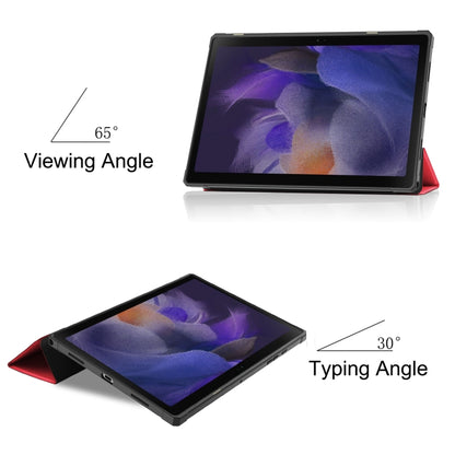 For Samsung Galaxy Tab A8 2021 SM-X205 3-Fold Holder Leather Tablet Case(Red) - Other Galaxy Tab PC by buy2fix | Online Shopping UK | buy2fix
