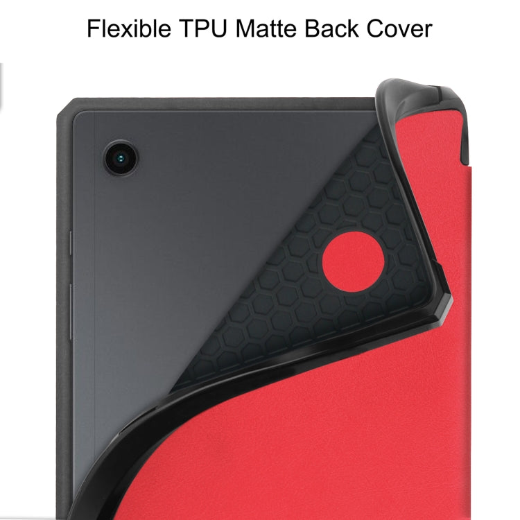 For Samsung Galaxy Tab A8 2021 SM-X205 3-Fold Holder Leather Tablet Case(Red) - Other Galaxy Tab PC by buy2fix | Online Shopping UK | buy2fix
