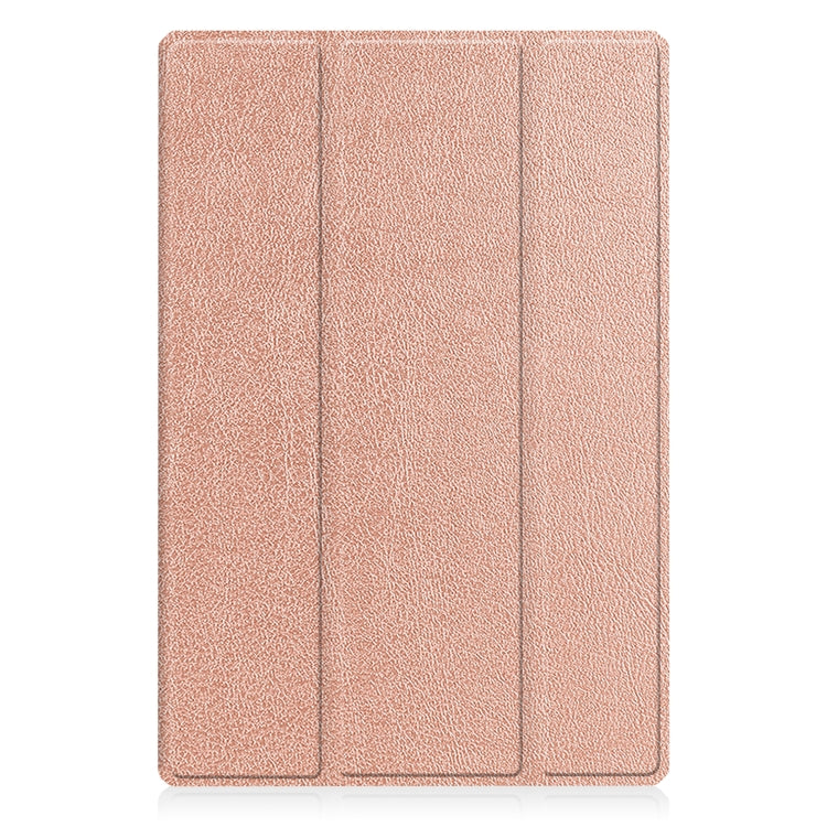 For Samsung Galaxy Tab A8 2021 SM-X205 3-Fold Holder Leather Tablet Case(Rose Gold) - Other Galaxy Tab PC by buy2fix | Online Shopping UK | buy2fix