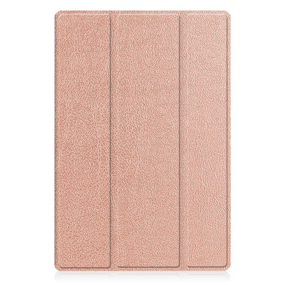 For Samsung Galaxy Tab A8 2021 SM-X205 3-Fold Holder Leather Tablet Case(Rose Gold) - Other Galaxy Tab PC by buy2fix | Online Shopping UK | buy2fix