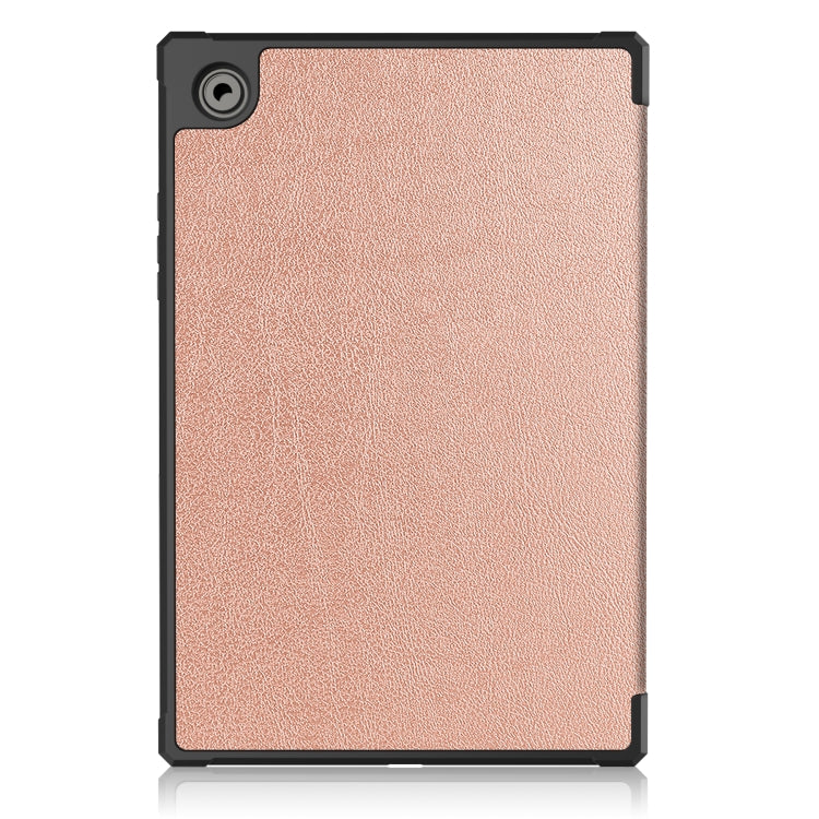 For Samsung Galaxy Tab A8 2021 SM-X205 3-Fold Holder Leather Tablet Case(Rose Gold) - Other Galaxy Tab PC by buy2fix | Online Shopping UK | buy2fix