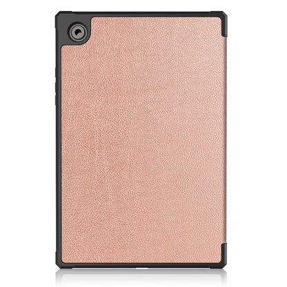 For Samsung Galaxy Tab A8 2021 SM-X205 3-Fold Holder Leather Tablet Case(Rose Gold) - Other Galaxy Tab PC by buy2fix | Online Shopping UK | buy2fix