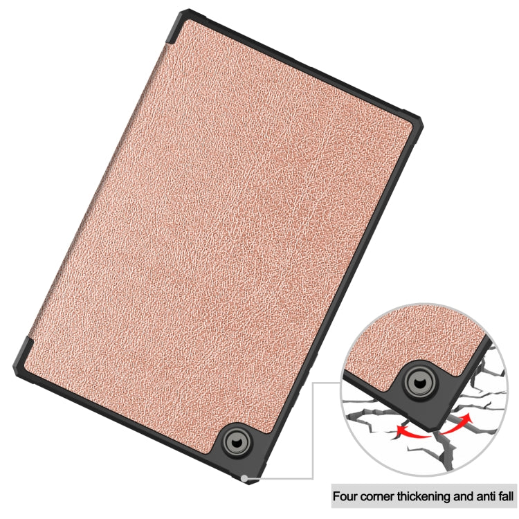 For Samsung Galaxy Tab A8 2021 SM-X205 3-Fold Holder Leather Tablet Case(Rose Gold) - Other Galaxy Tab PC by buy2fix | Online Shopping UK | buy2fix