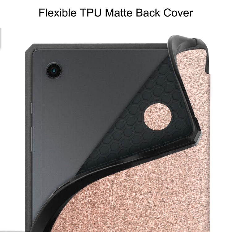 For Samsung Galaxy Tab A8 2021 SM-X205 3-Fold Holder Leather Tablet Case(Rose Gold) - Other Galaxy Tab PC by buy2fix | Online Shopping UK | buy2fix