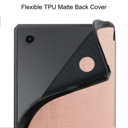 For Samsung Galaxy Tab A8 2021 SM-X205 3-Fold Holder Leather Tablet Case(Rose Gold) - Other Galaxy Tab PC by buy2fix | Online Shopping UK | buy2fix