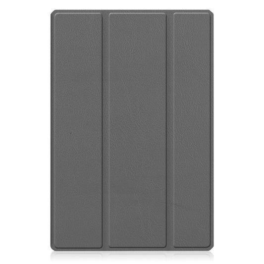 For Samsung Galaxy Tab A8 2021 SM-X205 3-Fold Holder Leather Tablet Case(Grey) - Other Galaxy Tab PC by buy2fix | Online Shopping UK | buy2fix