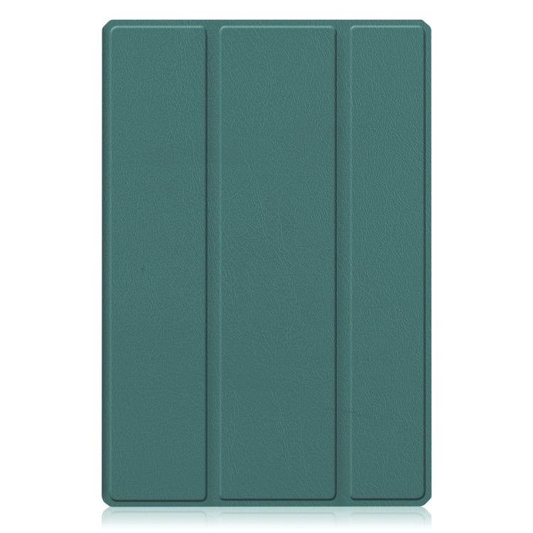 For Samsung Galaxy Tab A8 2021 SM-X205 3-Fold Holder Leather Tablet Case(Dark Green) - Other Galaxy Tab PC by buy2fix | Online Shopping UK | buy2fix
