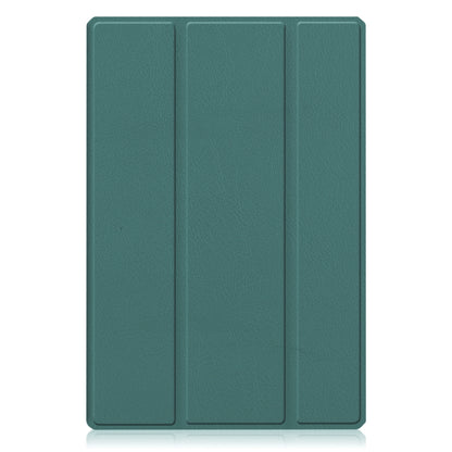 For Samsung Galaxy Tab A8 2021 SM-X205 3-Fold Holder Leather Tablet Case(Dark Green) - Other Galaxy Tab PC by buy2fix | Online Shopping UK | buy2fix