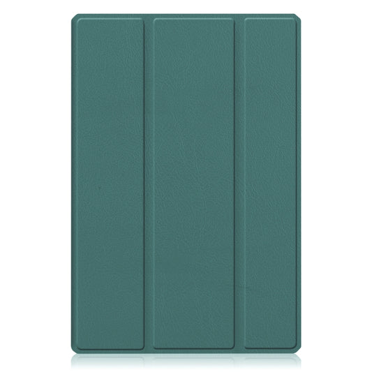 For Samsung Galaxy Tab A8 2021 SM-X205 3-Fold Holder Leather Tablet Case(Dark Green) - Other Galaxy Tab PC by buy2fix | Online Shopping UK | buy2fix
