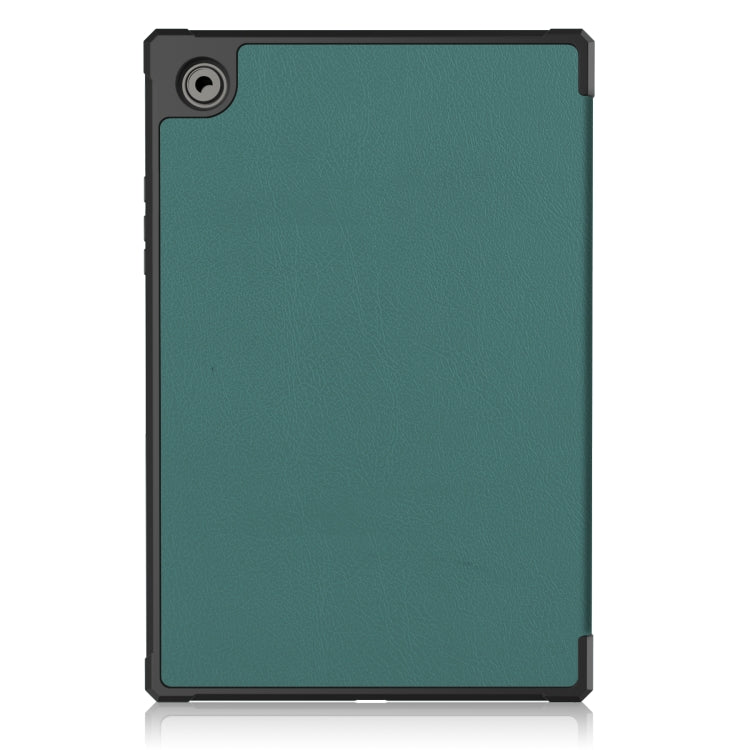 For Samsung Galaxy Tab A8 2021 SM-X205 3-Fold Holder Leather Tablet Case(Dark Green) - Other Galaxy Tab PC by buy2fix | Online Shopping UK | buy2fix