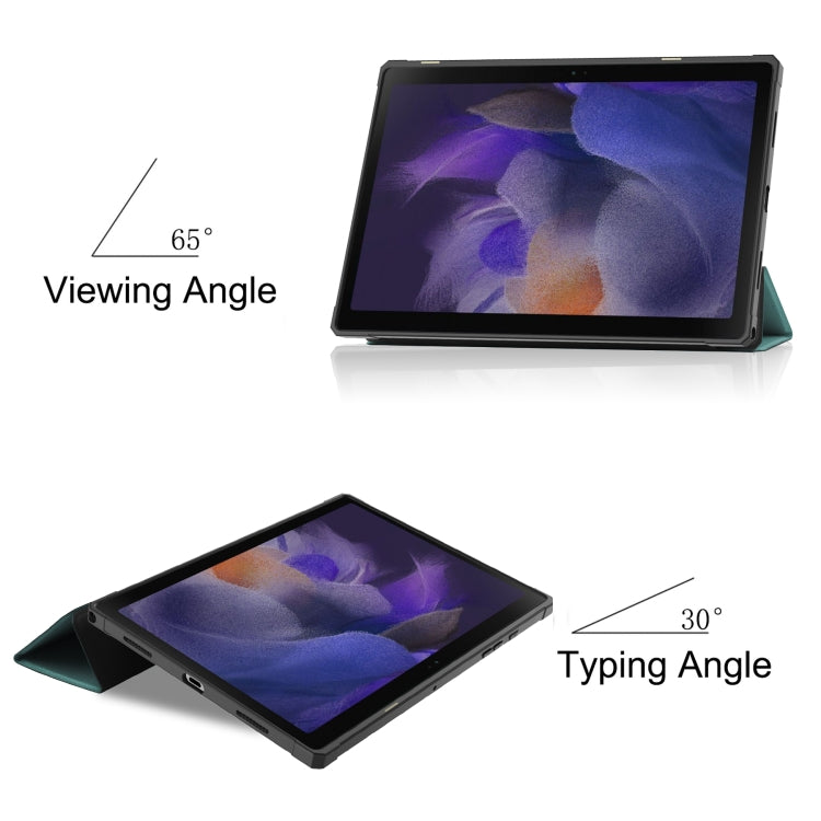 For Samsung Galaxy Tab A8 2021 SM-X205 3-Fold Holder Leather Tablet Case(Dark Green) - Other Galaxy Tab PC by buy2fix | Online Shopping UK | buy2fix