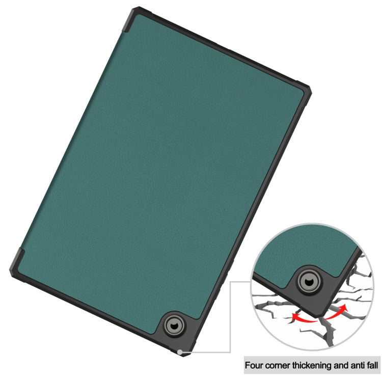 For Samsung Galaxy Tab A8 2021 SM-X205 3-Fold Holder Leather Tablet Case(Dark Green) - Other Galaxy Tab PC by buy2fix | Online Shopping UK | buy2fix