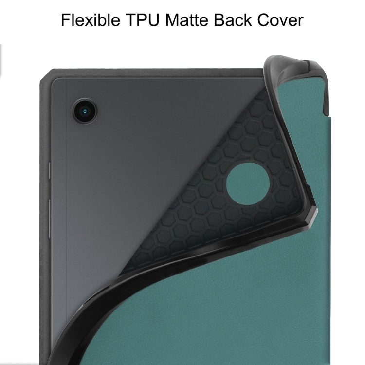 For Samsung Galaxy Tab A8 2021 SM-X205 3-Fold Holder Leather Tablet Case(Dark Green) - Other Galaxy Tab PC by buy2fix | Online Shopping UK | buy2fix