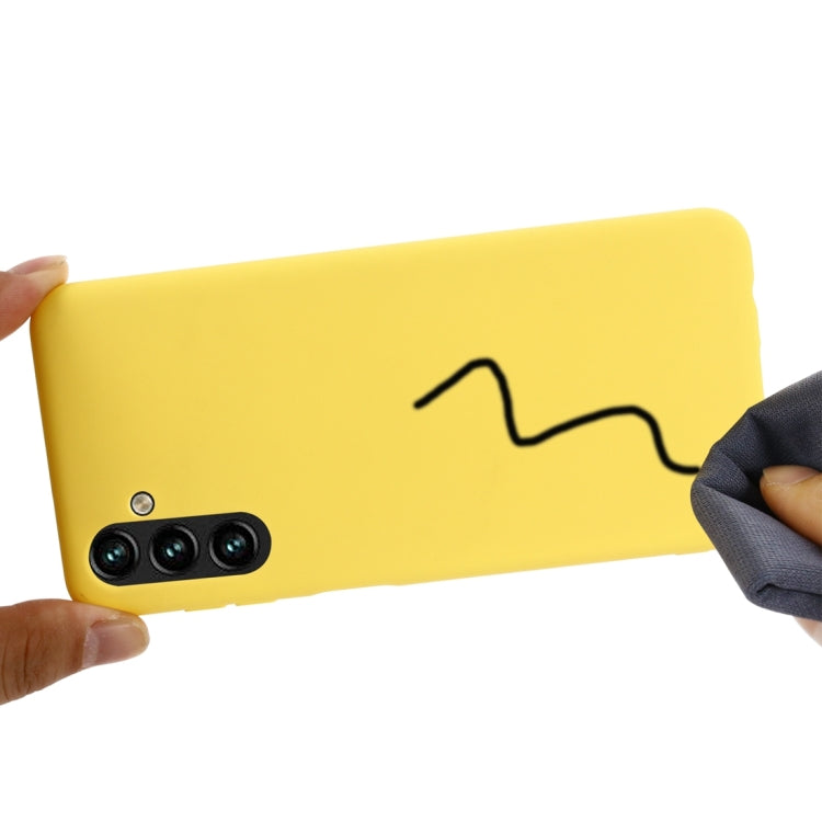 For Samsung Galaxy A13 5G Pure Color Liquid Silicone Phone Case(Yellow) by buy2fix