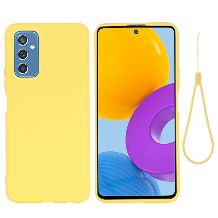 For Samsung Galaxy M52 5G Pure Color Liquid Silicone Phone Case(Yellow) by buy2fix