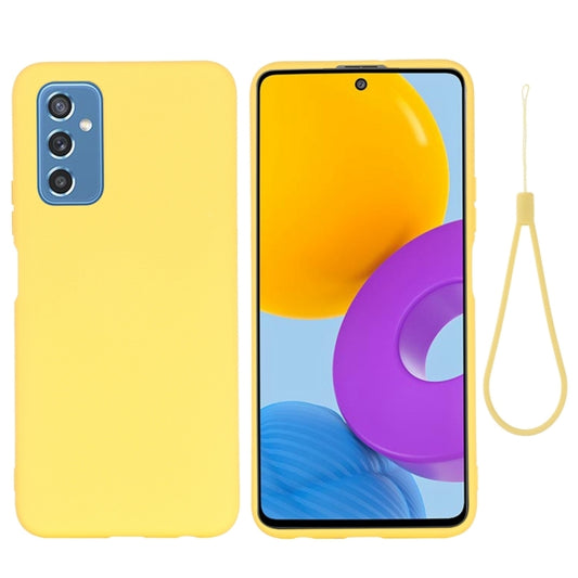 For Samsung Galaxy M52 5G Pure Color Liquid Silicone Phone Case(Yellow) by buy2fix