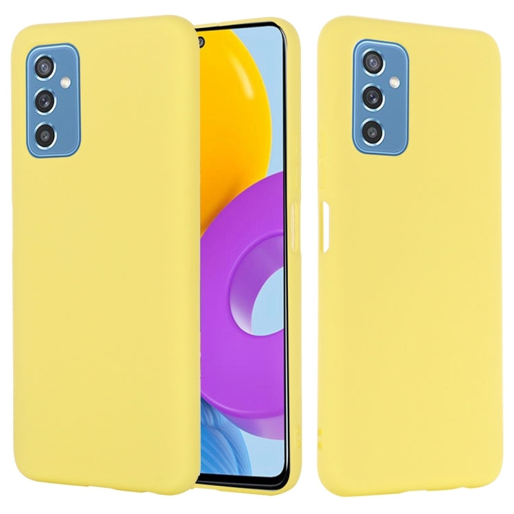 For Samsung Galaxy M52 5G Pure Color Liquid Silicone Phone Case(Yellow) by buy2fix