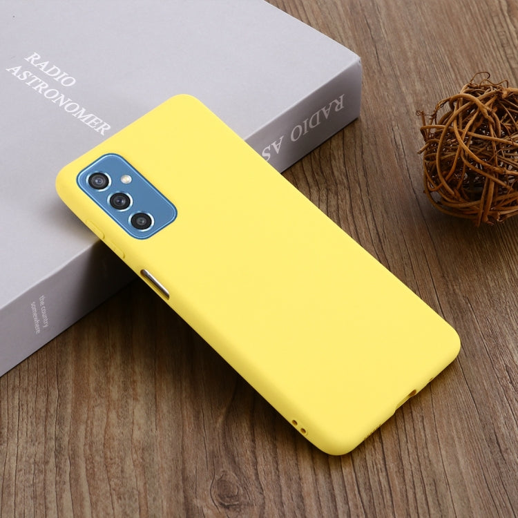 For Samsung Galaxy M52 5G Pure Color Liquid Silicone Phone Case(Yellow) by buy2fix