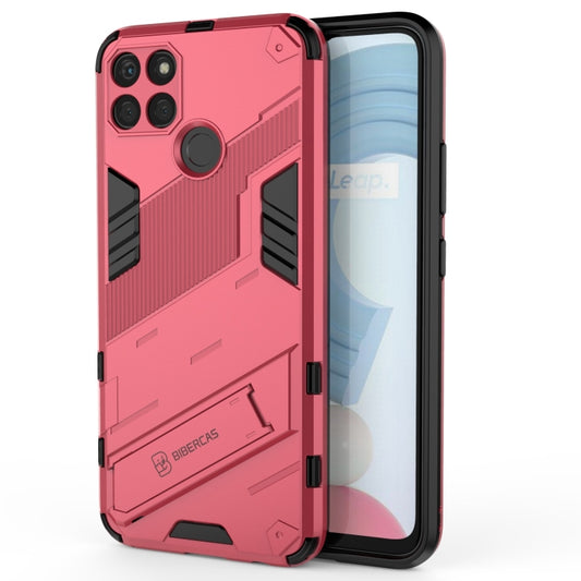 For OPPO Realme C21Y Punk Armor 2 in 1 PC + TPU Shockproof Phone Case(Light Red) - Realme Cases by buy2fix | Online Shopping UK | buy2fix