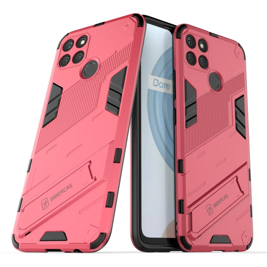 For OPPO Realme C21Y Punk Armor 2 in 1 PC + TPU Shockproof Phone Case(Light Red) - Realme Cases by buy2fix | Online Shopping UK | buy2fix