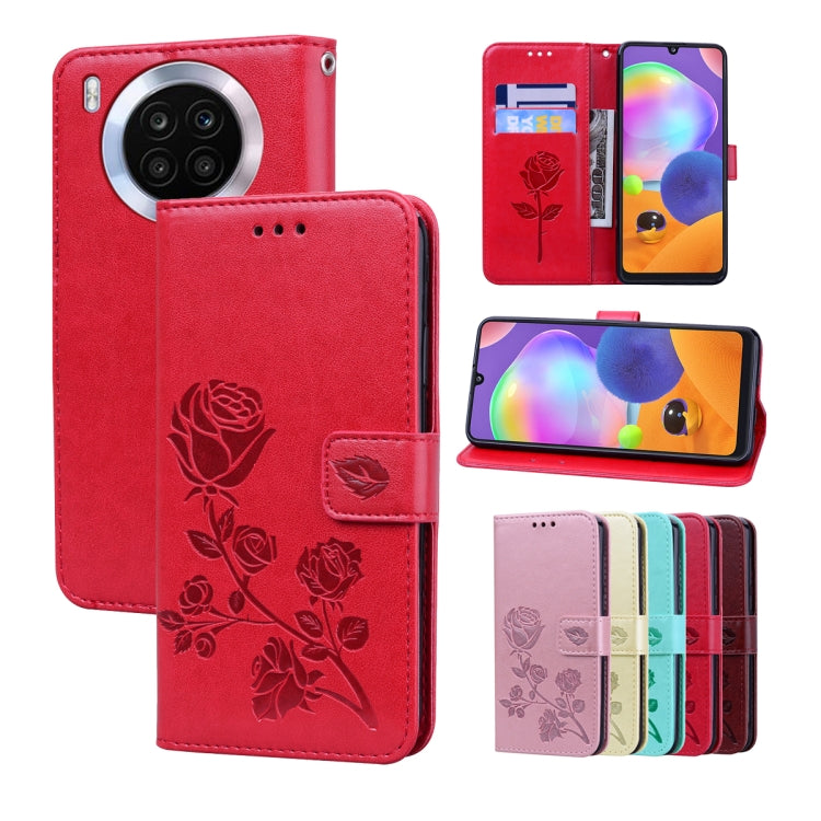 For Honor 50 Lite Rose Embossed Leather Phone Case(Red) - Honor Cases by buy2fix | Online Shopping UK | buy2fix