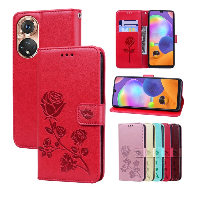 For Honor 50 Rose Embossed Leather Phone Case(Red) - Honor Cases by buy2fix | Online Shopping UK | buy2fix