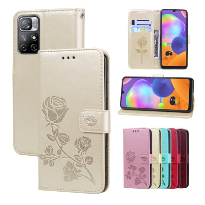 For Xiaomi Redmi Note 11 Pro+ 5G Rose Embossed Leather Phone Case(Gold) - Xiaomi Cases by buy2fix | Online Shopping UK | buy2fix