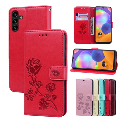 For Samsung Galaxy A13 5G Rose Embossed Leather Phone Case(Red) by buy2fix