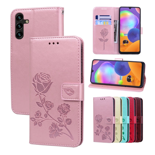 For Samsung Galaxy A13 5G Rose Embossed Leather Phone Case(Rose Gold) by buy2fix
