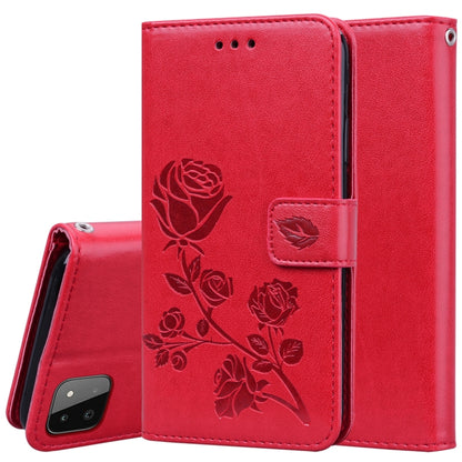 For Samsung Galaxy A22 5G Rose Embossed Leather Phone Case(Red) by buy2fix
