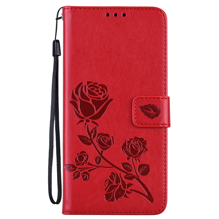 For Samsung Galaxy A22 5G Rose Embossed Leather Phone Case(Red) by buy2fix
