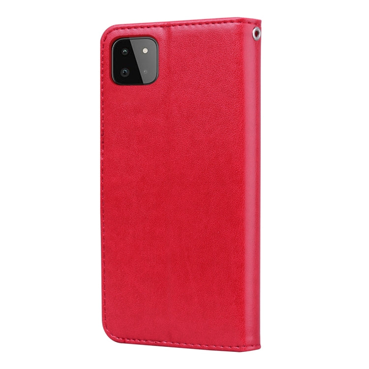 For Samsung Galaxy A22 5G Rose Embossed Leather Phone Case(Red) by buy2fix