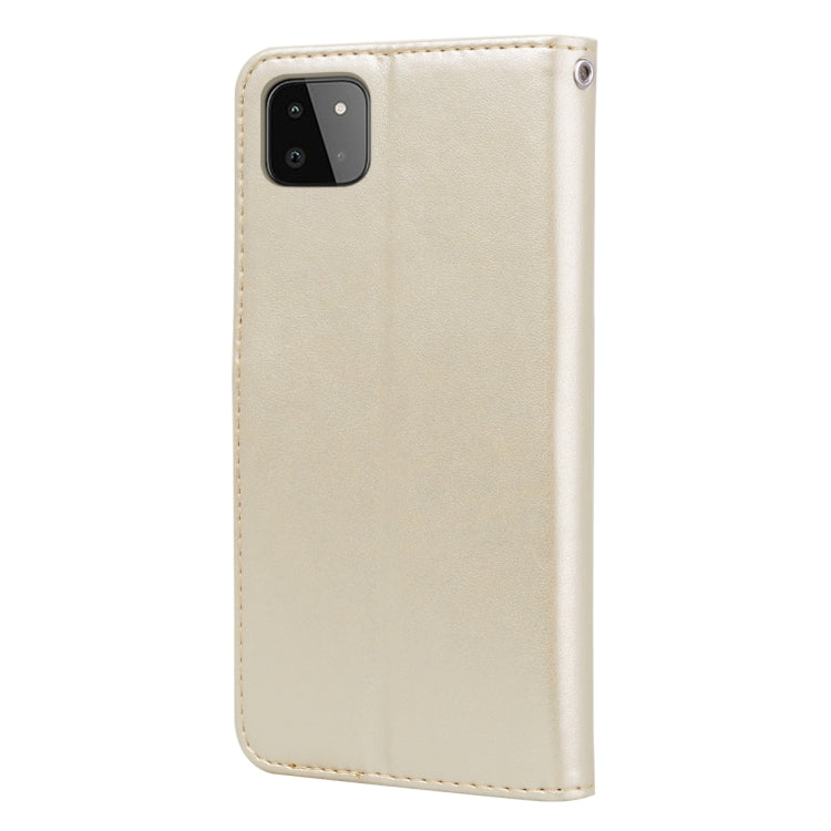 For Samsung Galaxy A22 5G Rose Embossed Leather Phone Case(Gold) by buy2fix