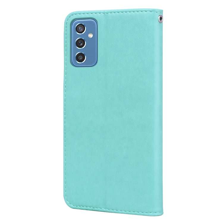 For Samsung Galaxy M52 5G Rose Embossed Leather Phone Case(Green) by buy2fix
