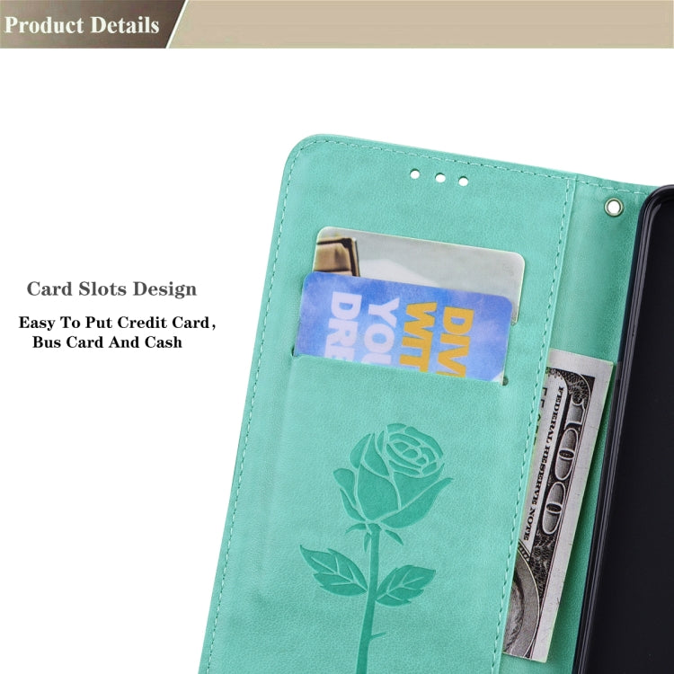 For Samsung Galaxy M52 5G Rose Embossed Leather Phone Case(Green) by buy2fix