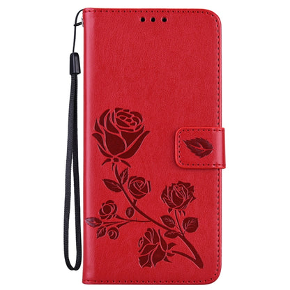 For Samsung Galaxy S22 5G Rose Embossed Leather Phone Case(Red) - Galaxy S22 5G Cases by buy2fix | Online Shopping UK | buy2fix