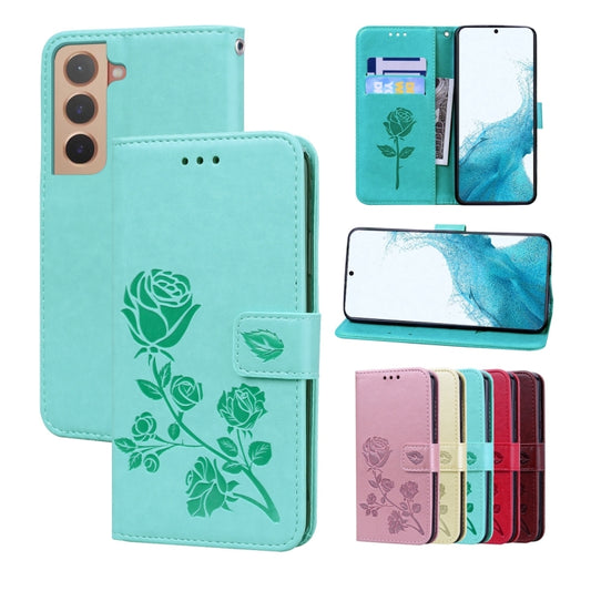 For Samsung Galaxy S22 5G Rose Embossed Leather Phone Case(Green) - Galaxy S22 5G Cases by buy2fix | Online Shopping UK | buy2fix