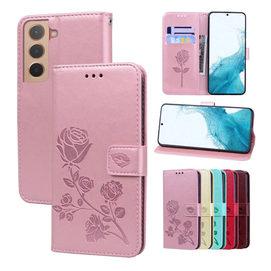 For Samsung Galaxy S22 5G Rose Embossed Leather Phone Case(Rose Gold) - Galaxy S22 5G Cases by buy2fix | Online Shopping UK | buy2fix