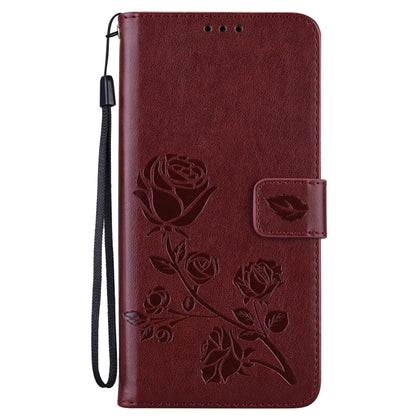For Samsung Galaxy S22 5G Rose Embossed Leather Phone Case(Brown) - Galaxy S22 5G Cases by buy2fix | Online Shopping UK | buy2fix