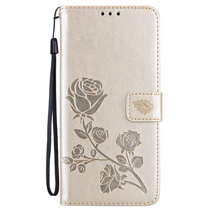 For Samsung Galaxy S22+ 5G Rose Embossed Leather Phone Case(Gold) - Galaxy S22+ 5G Cases by buy2fix | Online Shopping UK | buy2fix
