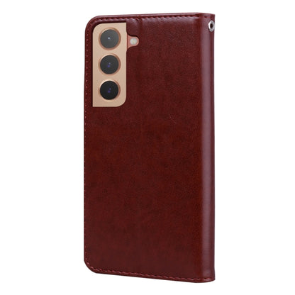 For Samsung Galaxy S22+ 5G Rose Embossed Leather Phone Case(Brown) - Galaxy S22+ 5G Cases by buy2fix | Online Shopping UK | buy2fix