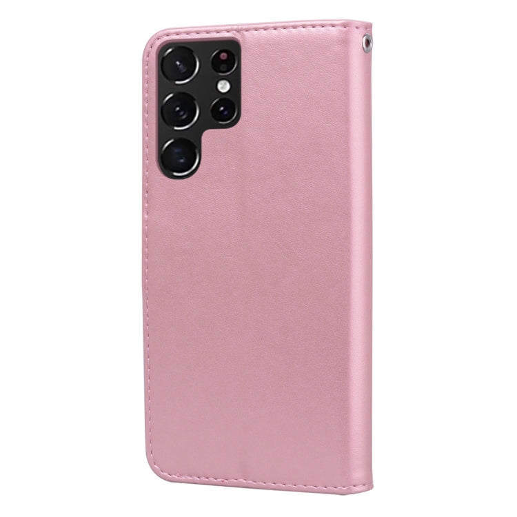 For Samsung Galaxy S22 Ultra 5G Rose Embossed Leather Phone Case(Rose Gold) - Galaxy S22 Ultra 5G Cases by buy2fix | Online Shopping UK | buy2fix