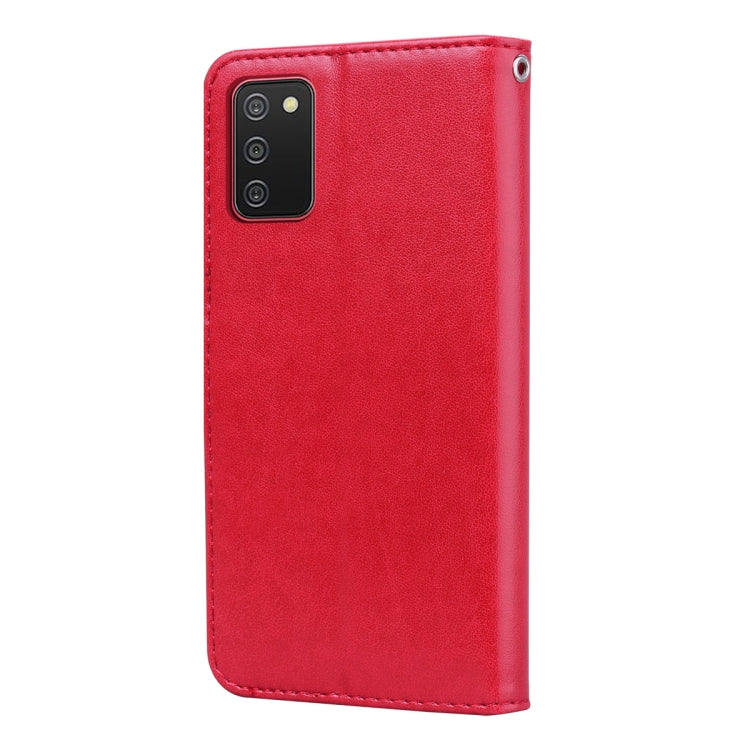 For Samsung Galaxy A02s Rose Embossed Leather Phone Case(Red) by buy2fix