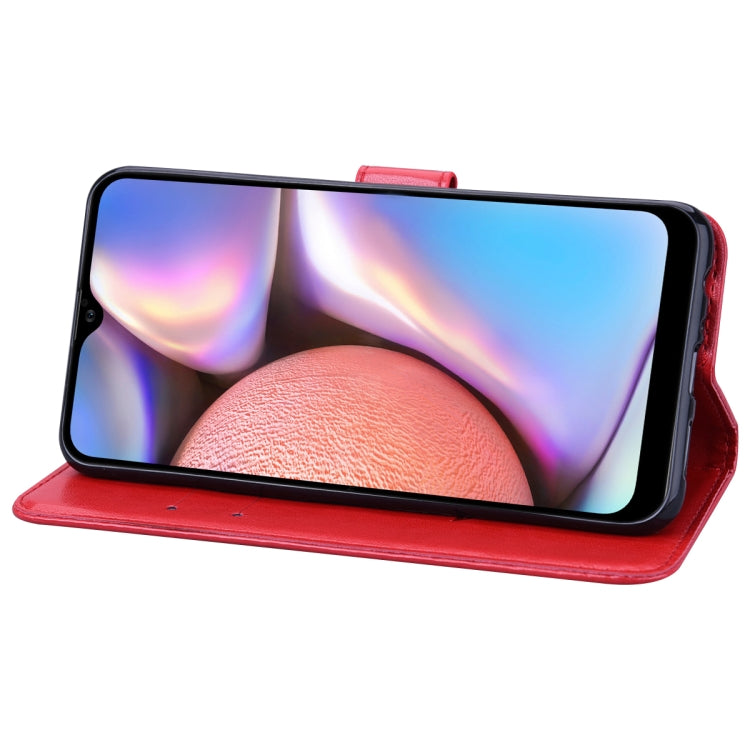 For Samsung Galaxy A02s Rose Embossed Leather Phone Case(Red) by buy2fix