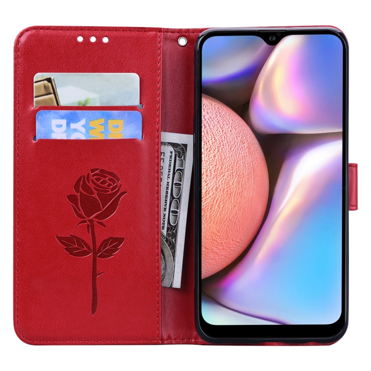 For Samsung Galaxy A02s Rose Embossed Leather Phone Case(Red) by buy2fix