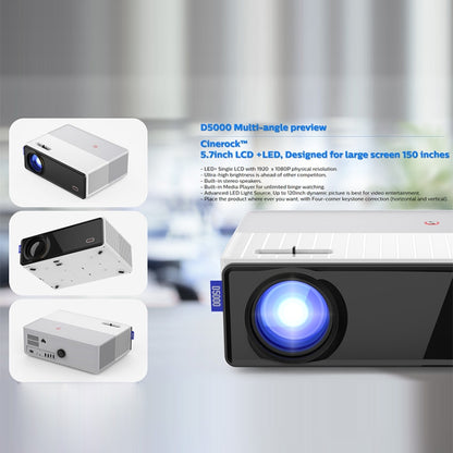 VIVIBRIGHT D5000 1920x1080P 420ANSI 6000Lumens LCD + LED HD Digital Projector, Screen Mirroring - LED Projector by VIVIBRIGHT | Online Shopping UK | buy2fix