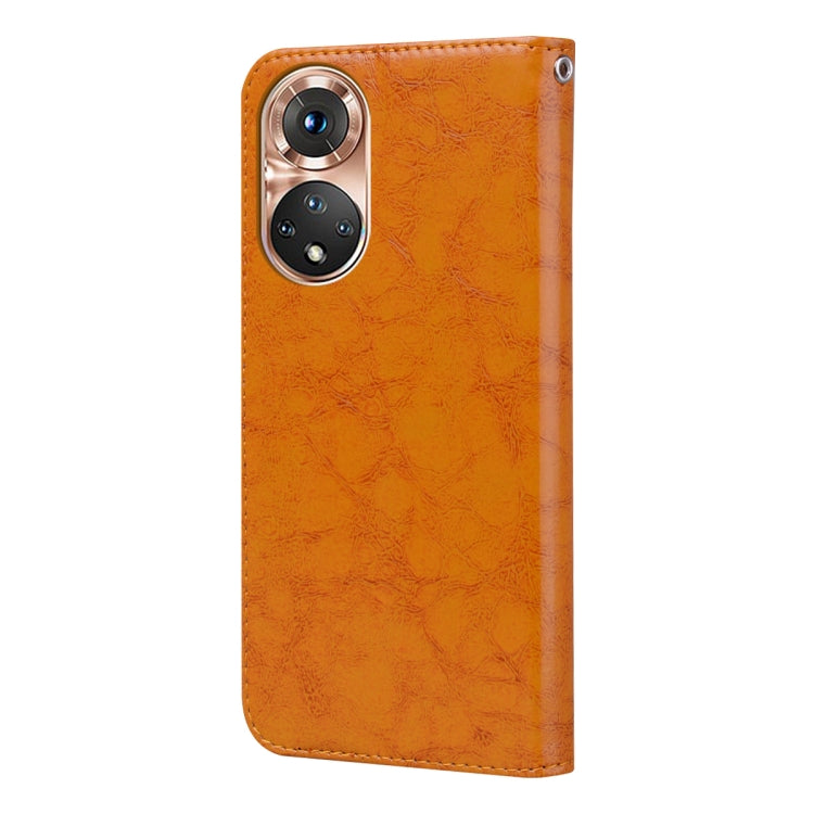 For Honor 50 Oil Wax Texture Leather Phone Case(Yellow) - Honor Cases by buy2fix | Online Shopping UK | buy2fix