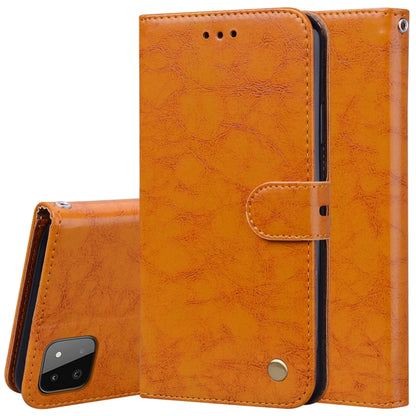 For Samsung Galaxy A22 5G Oil Wax Texture Leather Phone Case(Yellow) by buy2fix
