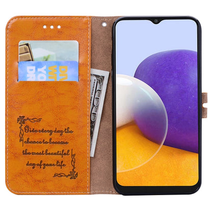For Samsung Galaxy A22 5G Oil Wax Texture Leather Phone Case(Yellow) by buy2fix