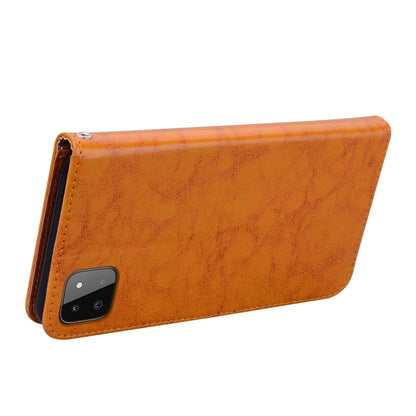 For Samsung Galaxy A22 5G Oil Wax Texture Leather Phone Case(Yellow) by buy2fix